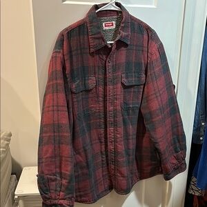 Wrangler Men's Red and Black Plaid Jacket